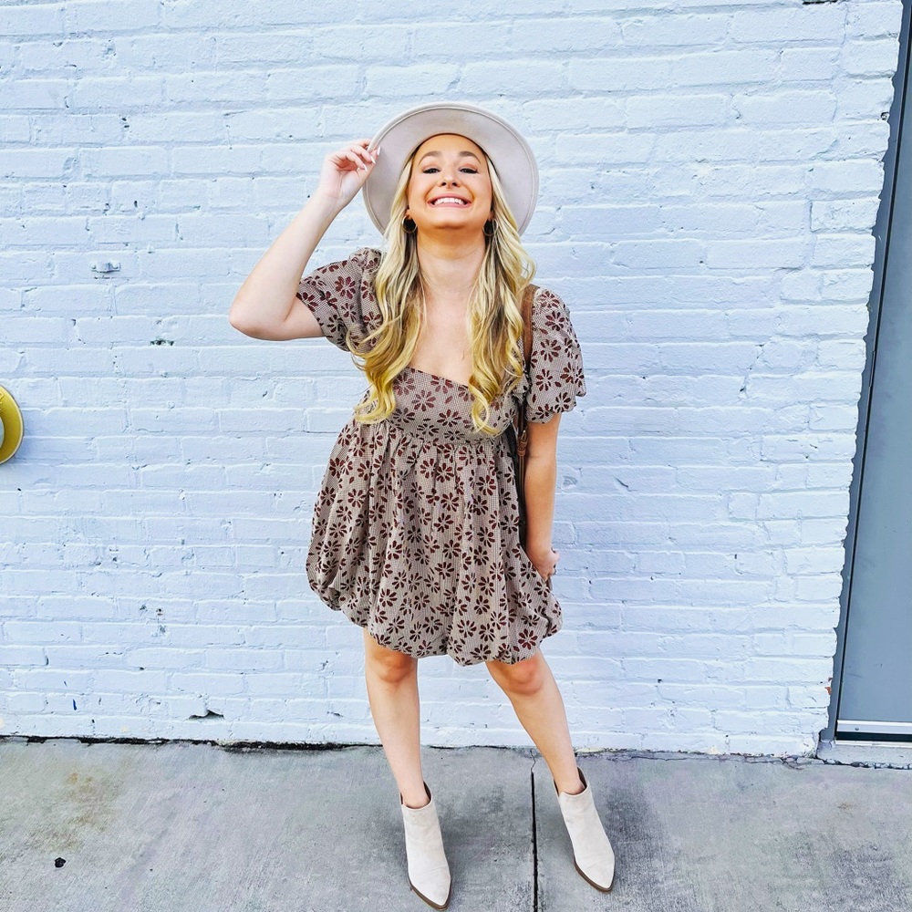 Vici brown plaid bubble dress